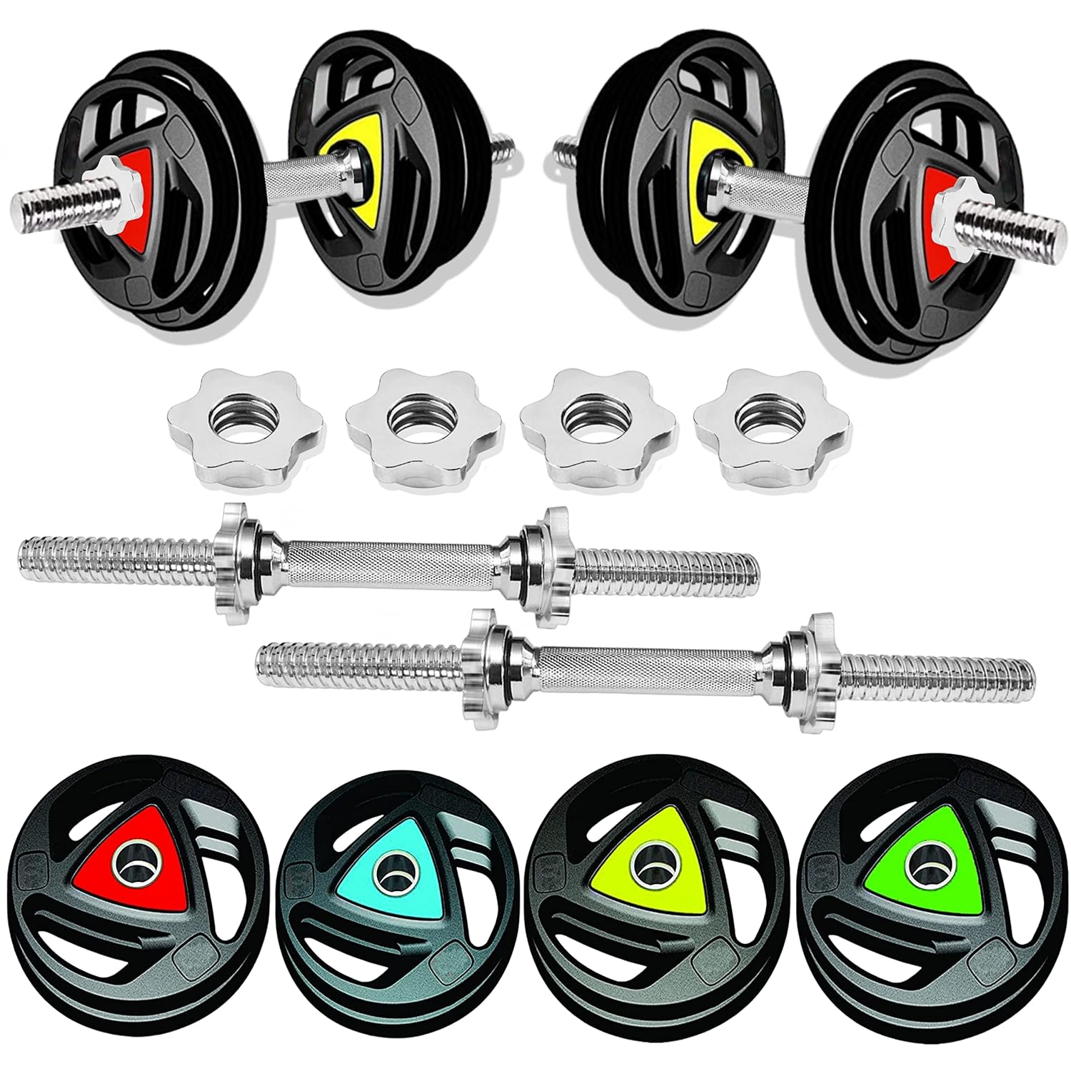3-Cut Rubber Coated Dumbbells for Home Gym Workout
