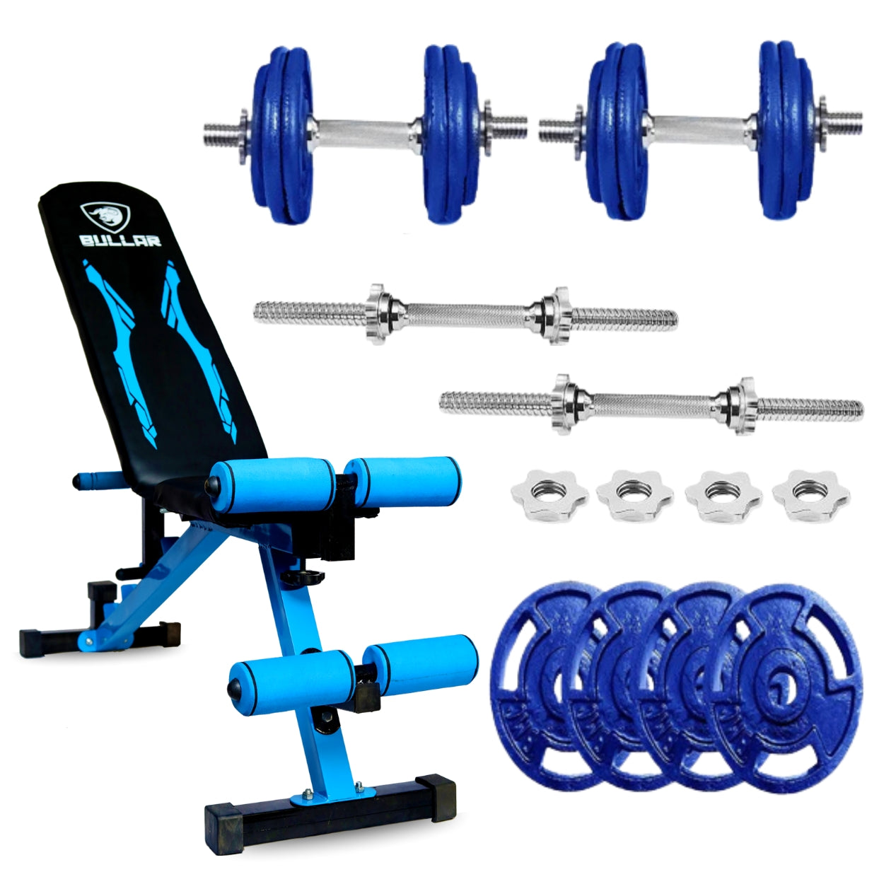 Adjustable Cast Iron Dumbbell Set with Multipurpose Bench Combo