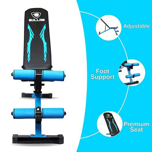 3-Cut Rubber Coated Dumbbells with Multipurpose Bench Combo for Home Gym Workout