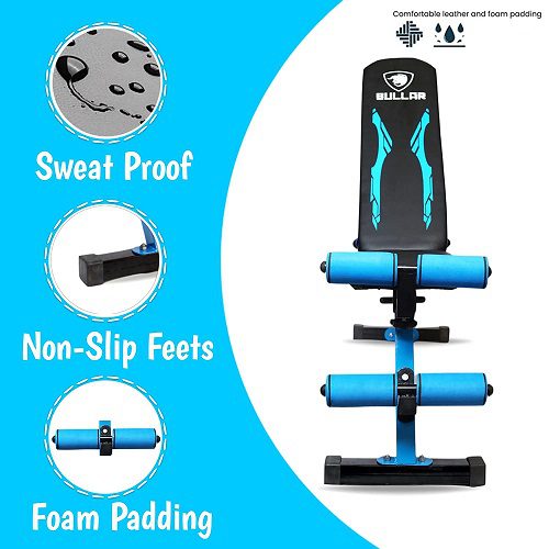 3-Cut Rubber Coated Dumbbells with Multipurpose Bench Combo for Home Gym Workout