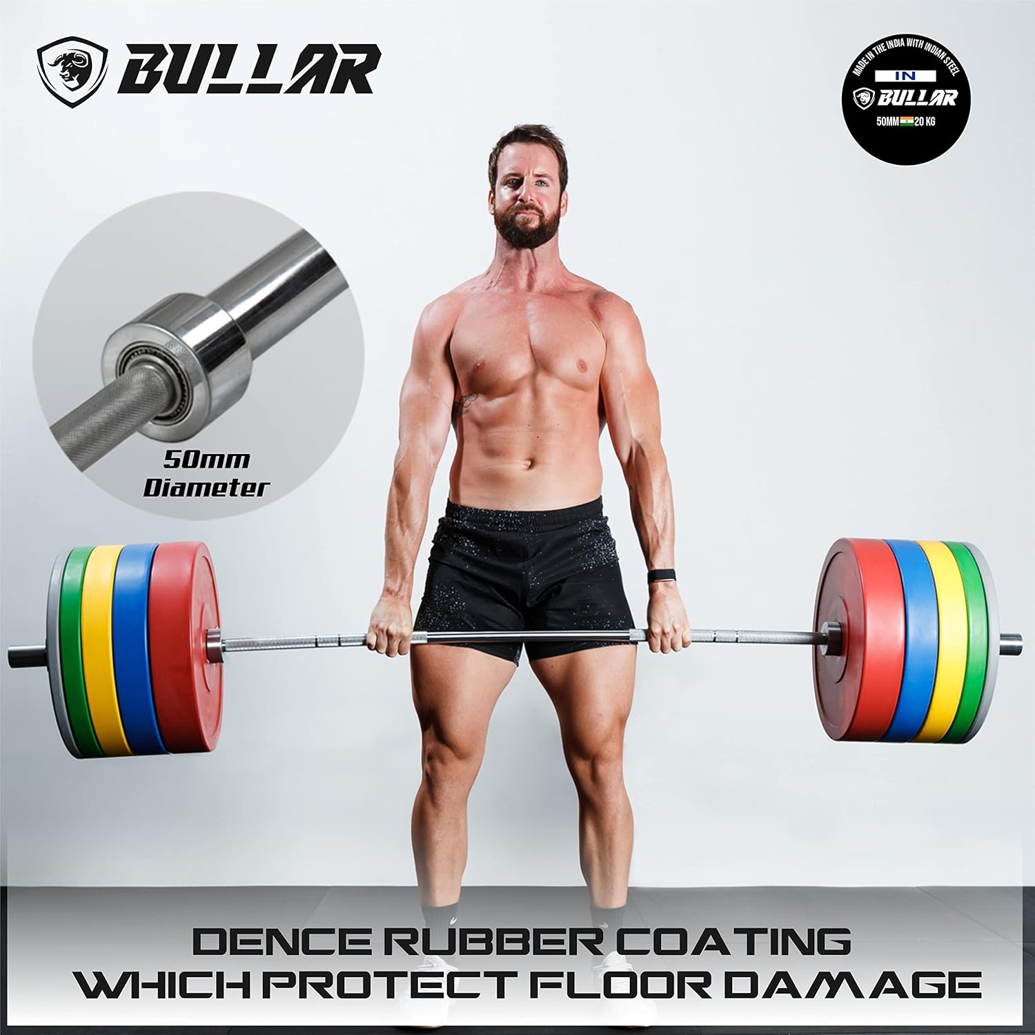 Colored Bumper Plates Home Gym Set with Olympic Barbell