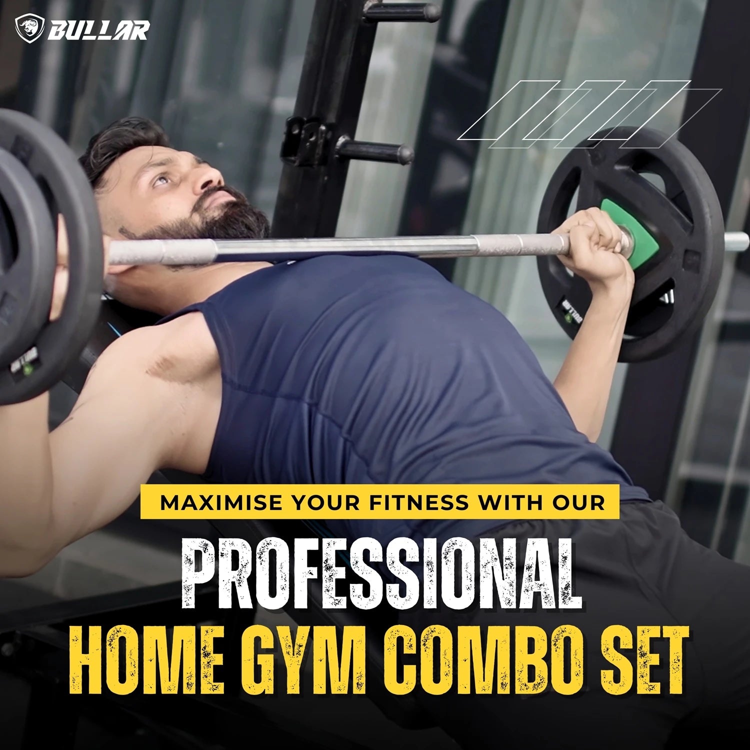 Professional 3-Cut Home Gym Set with 15" Star Nut Dumbbell Rods