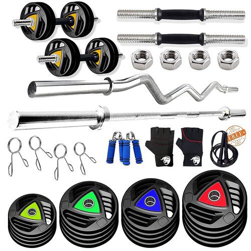Professional 3-Cut Home Gym Combo Set with Solid Dumbbell Rods