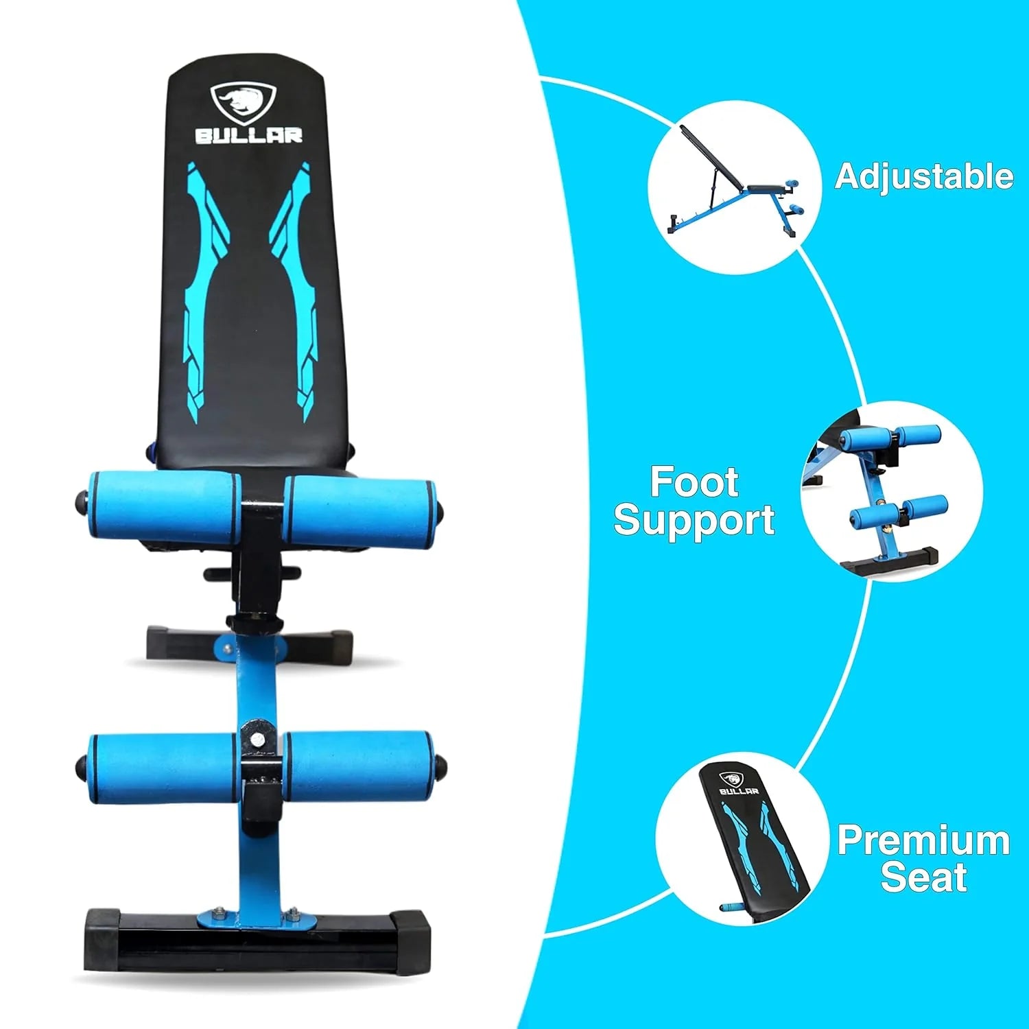 3-Cut Professional Home Gym Set with Multipurpose Bench Combo & Solid Dumbbell Rod