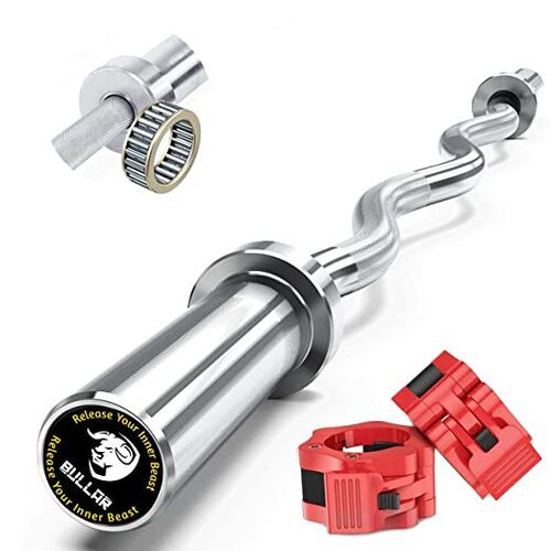 4 Ft. EZ Curl Olympic Barbell Rod with Clamp Locks