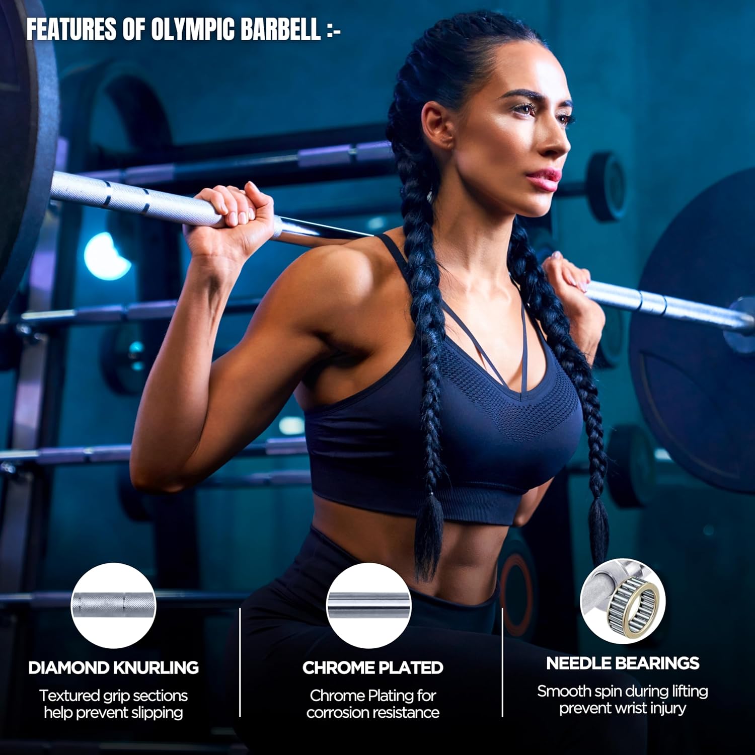 5ft. Olympic Barbell with Spring Locks, Weightlifting Gym Belt, Knee Wraps