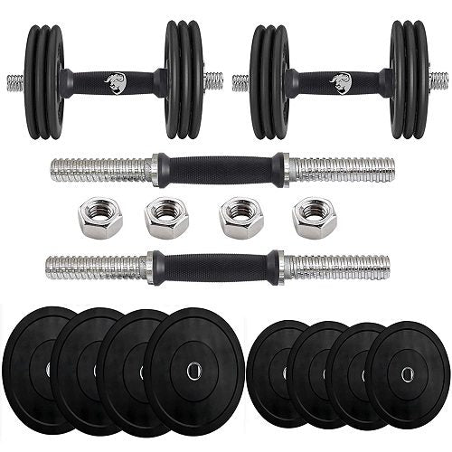 Adjustable Rubber Dumbbell Set - Gym Exercise Equipment for Men/Women