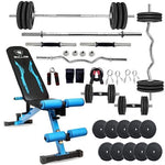 Adjustable Bench Combo with 30KG Rubber Weight Plates & Dumbbell Rods