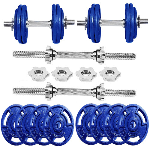 Adjustable Cast Iron Dumbbell Set with Weight Plates & Star Nut Dumbbell Rods