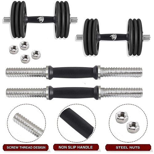 Adjustable Rubber Dumbbell Set - Gym Exercise Equipment for Men/Women