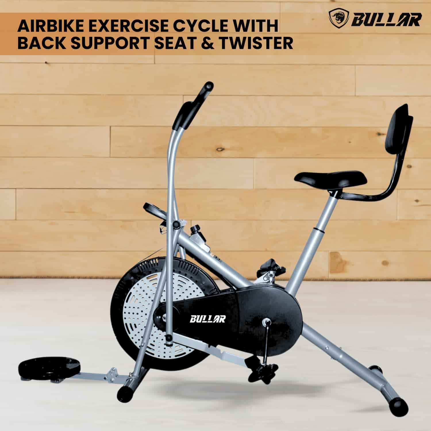 Air Bike Exercise Cycle with Adjustable Cushioned Seat, Moving Handles, Backrest, Twister - All Models