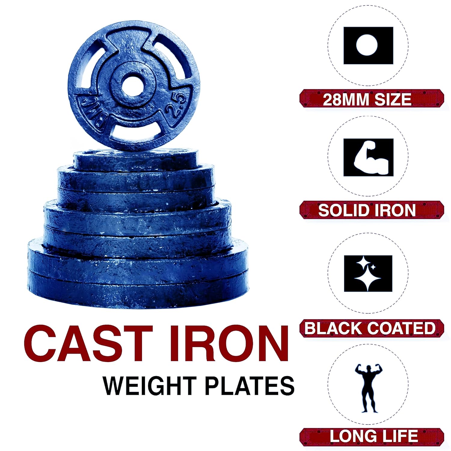 Cast Iron Home Gym Set Combo with Star Nut Dumbbell Rods