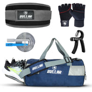 Gym Accessories Set with Round Duffle Bag, Weight Lifting Belt, Hand Gripper, Jump Rope, Workout Gloves