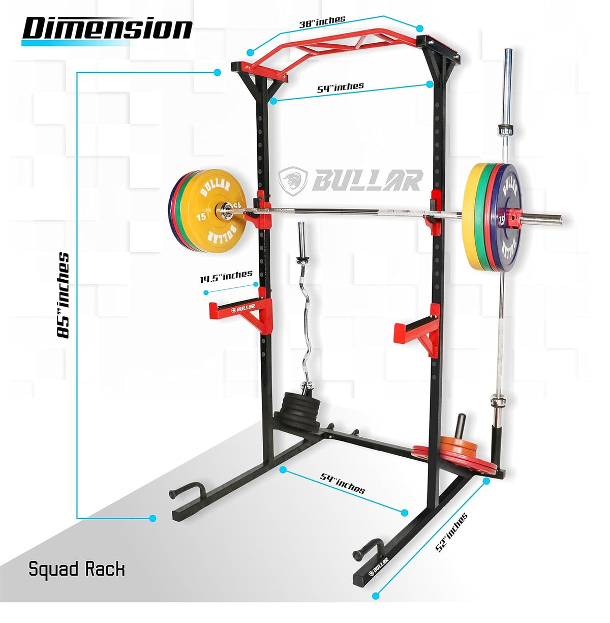 Workout Rack Pole Heavy-Duty Adjustable Power Squat Rack Pro for Home Gym Workout ...