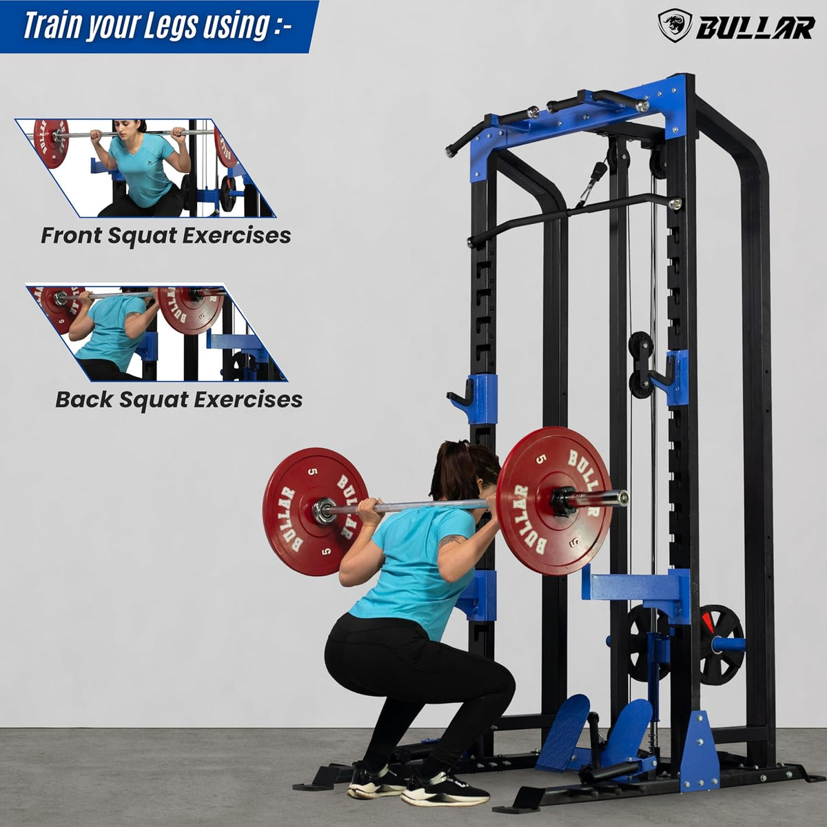 Power Squat Rack Multistation Power Squat Rack Pro with Pull Up Bar – Bullar Fitness
