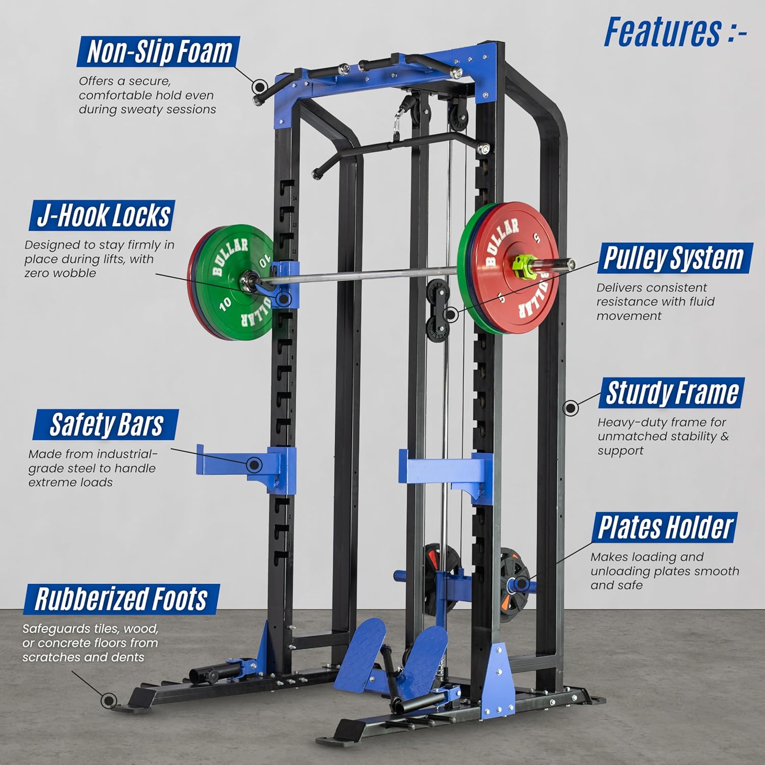 Multistation Power Squat Rack Pro with Pull Up Bar, Heavy-Duty Adjusta ...