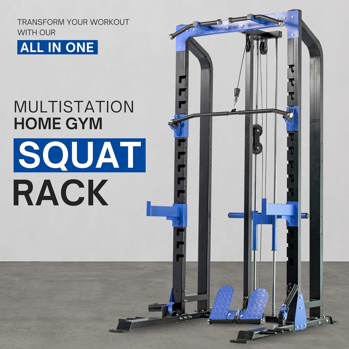 Squat Rack Multi Multistation Power Squat Rack Pro with Pull Up Bar, Heavy-Duty Adjusta ...