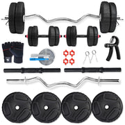 Premium PVC 2.0 Adjustable Home Gym Set Combo with 3 Ft. Curl Rod & Accessories