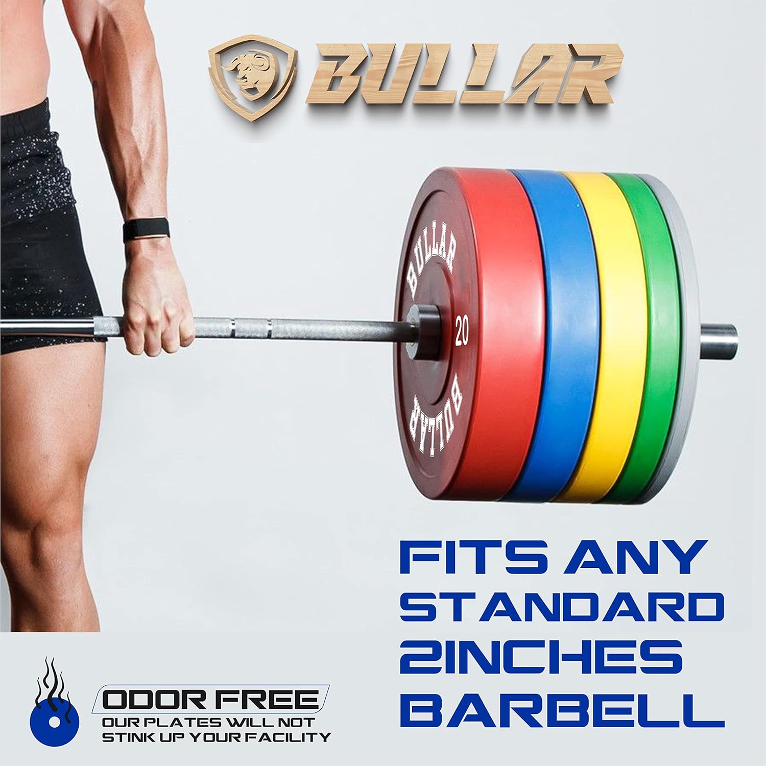 Colored Bumper Plates Home Gym Set with Olympic Barbell
