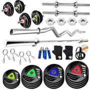 Professional 3-Cut Home Gym Combo Set with Star Nut Dumbbell Rods