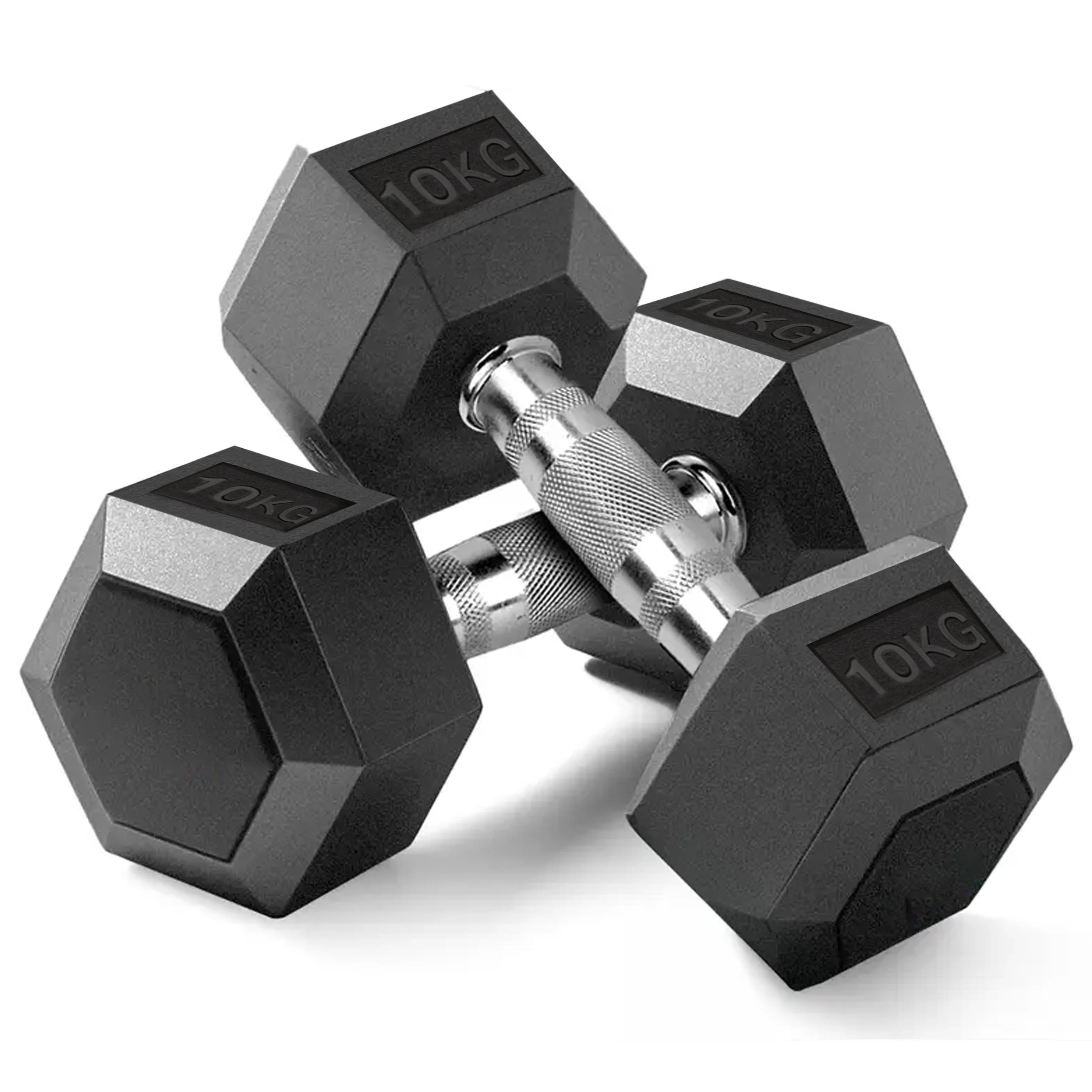 Rubber Coated Fixed Hex Dumbbells Set for Home Gym