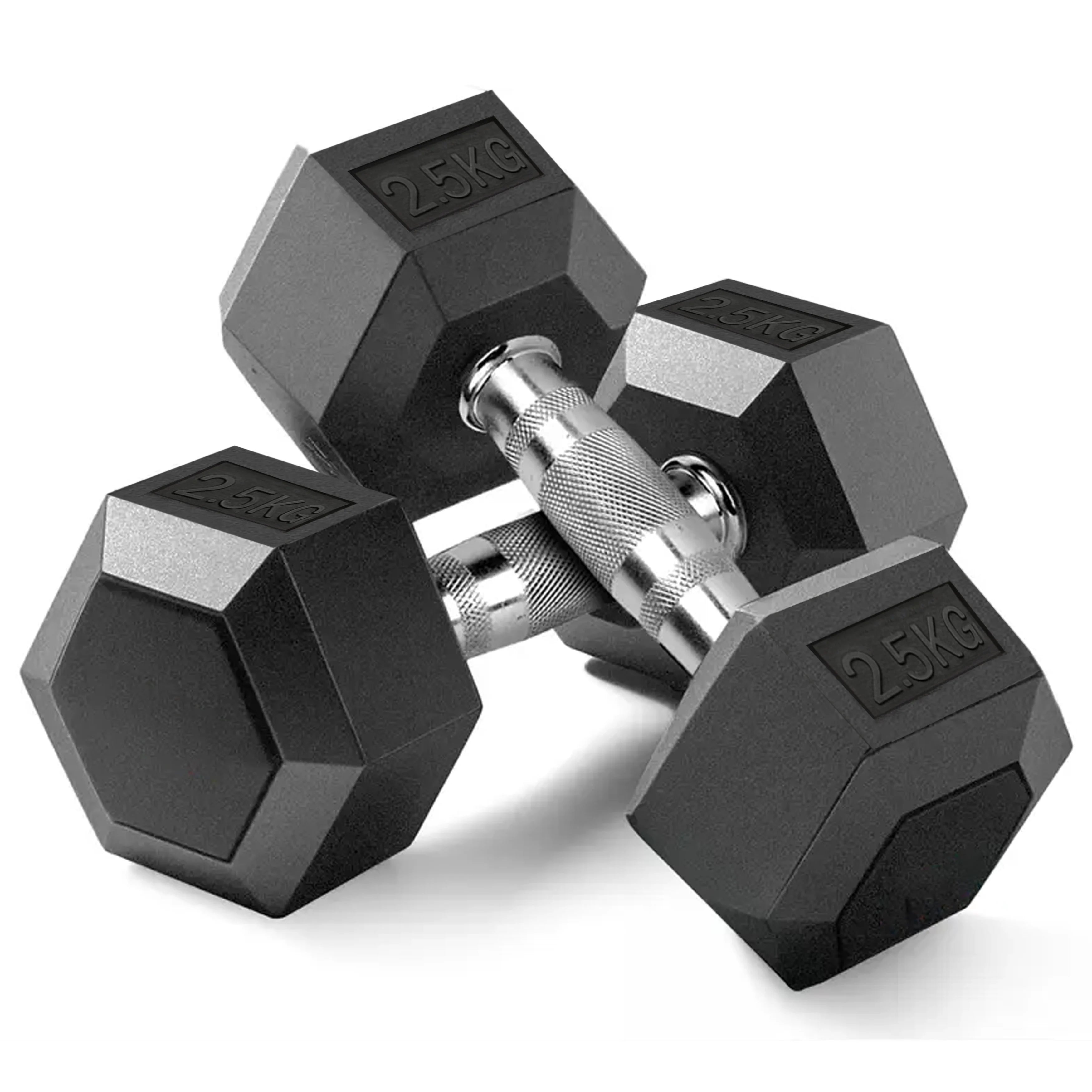 Rubber Coated Fixed Hex Dumbbells Set for Home Gym