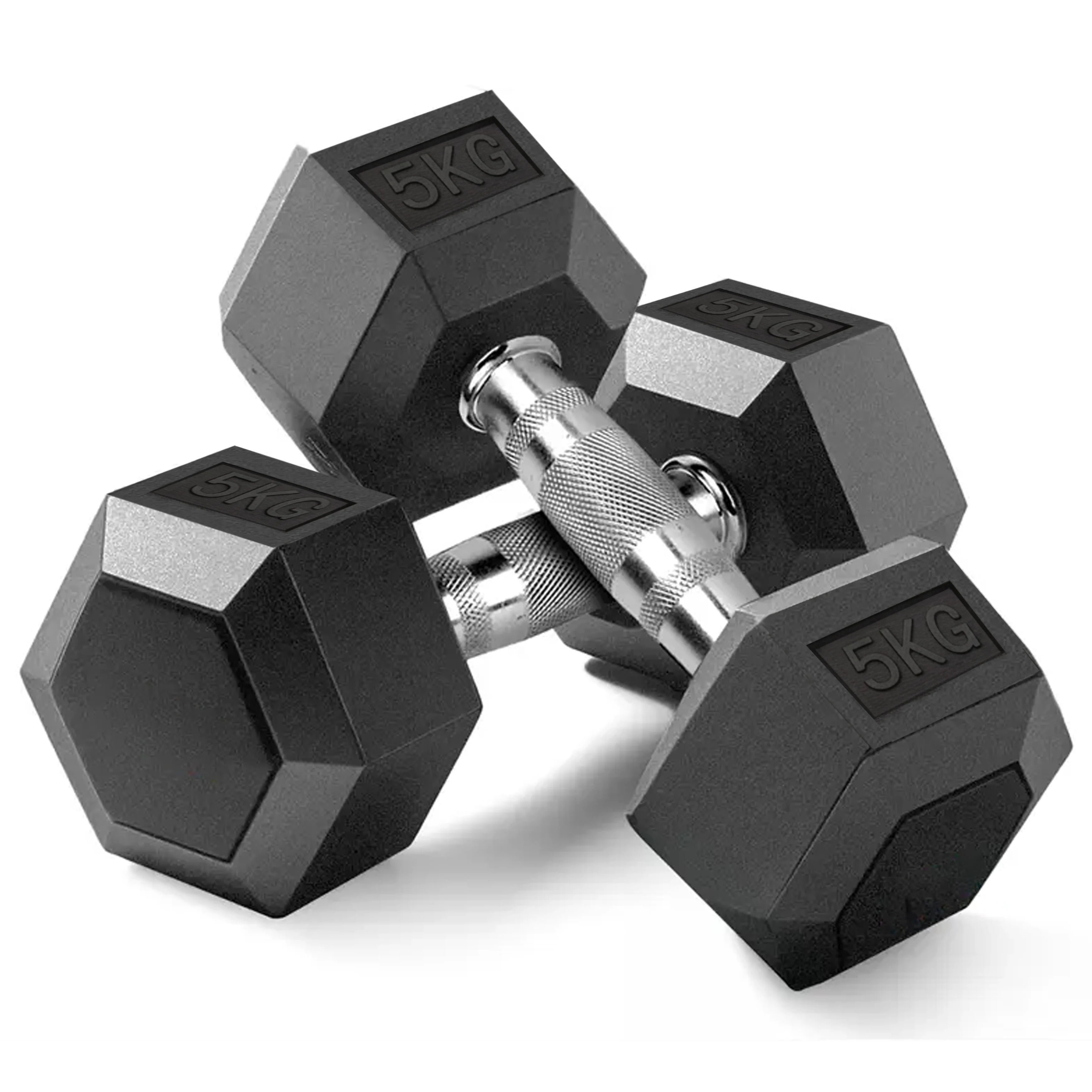Rubber Coated Fixed Hex Dumbbells Set for Home Gym
