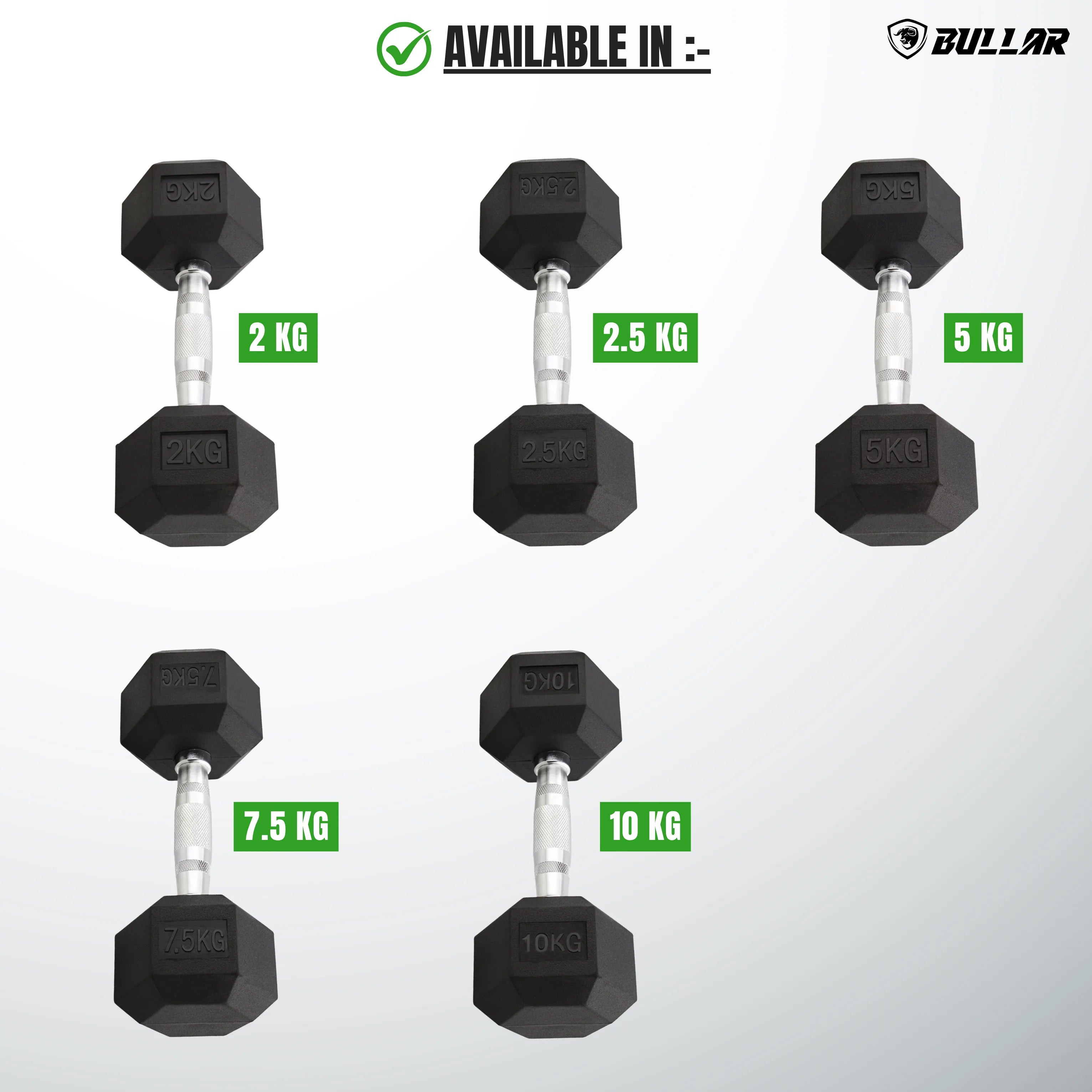 Rubber Coated Fixed Hex Dumbbells Set for Home Gym