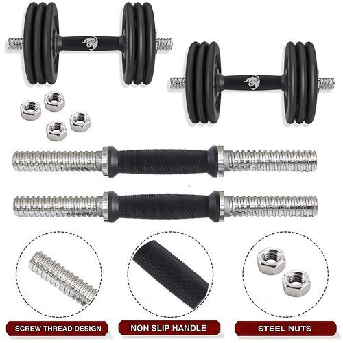 Rubber Home Gym Combo Set with Solid Dumbbell Rods