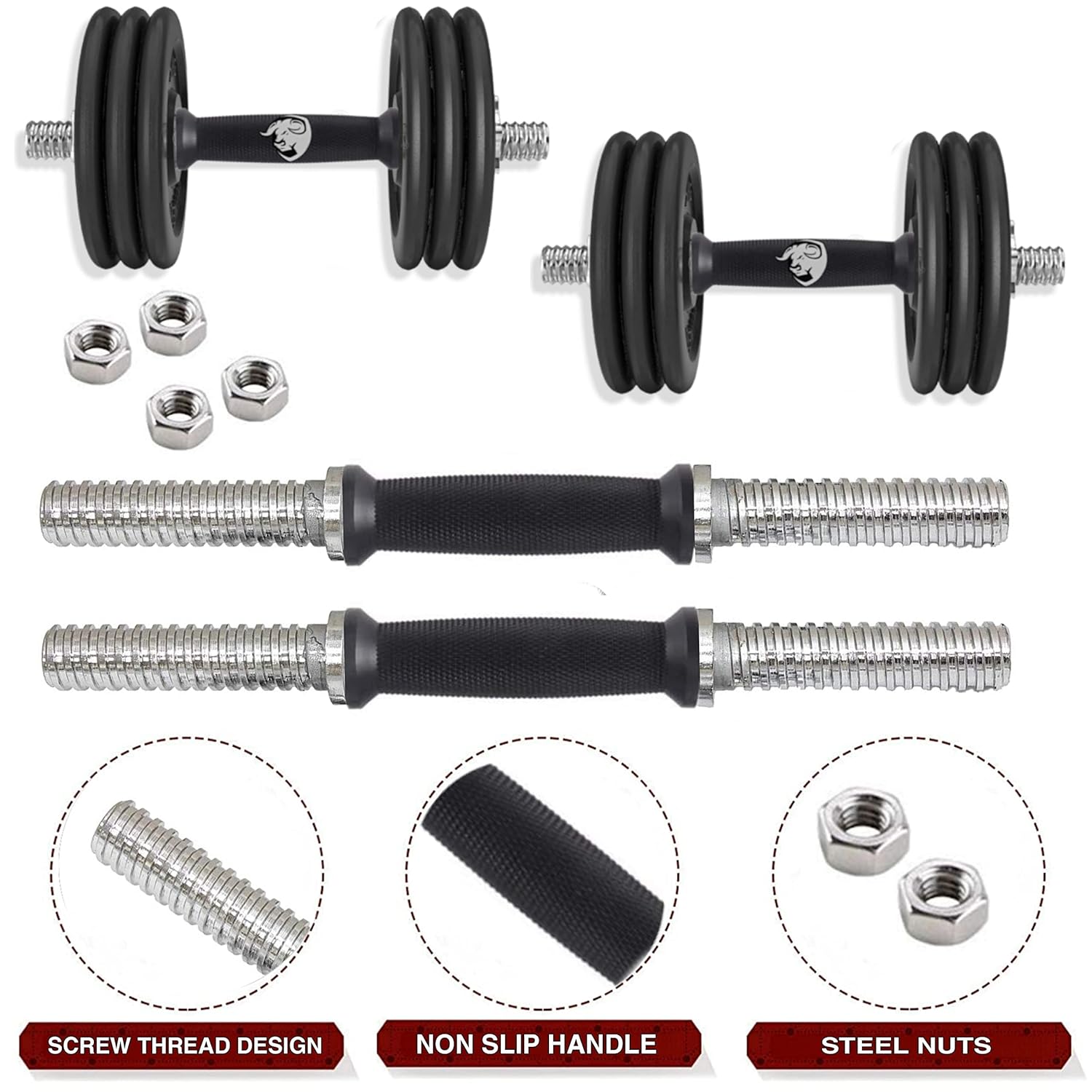 Squat Rack + Adjustable Bench Combo with 30KG Rubber Weight Plates & Dumbbell Rods