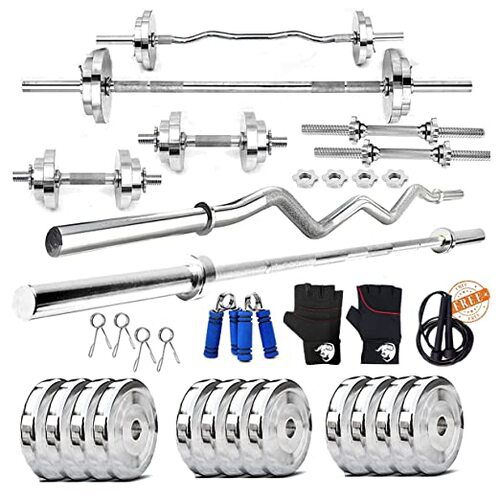 Steel Home Gym Set Combo with Star Nut Dumbbell Rods