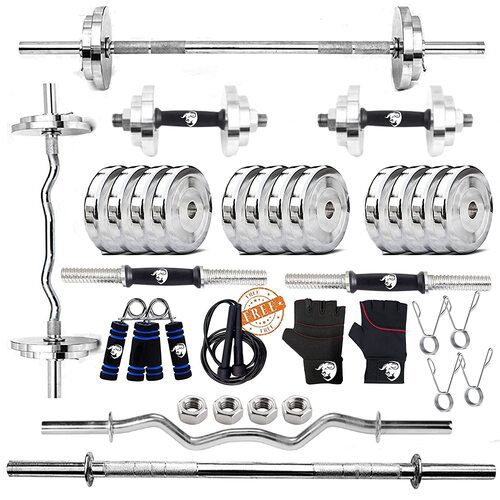 Steel Home Gym Set Combo with Solid Dumbbell Rods