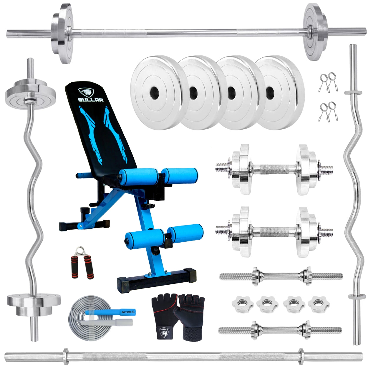 Steel Home Gym Set with Multipurpose Bench Combo
