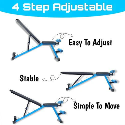 Steel Home Gym Set with Multipurpose Bench Combo with Solid Dumbbell Rods
