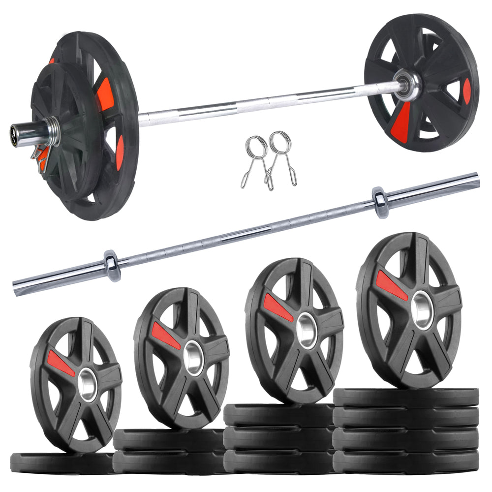 X-Cut Rubber Integrated Home Gym Set with 7ft Olympic Barbell