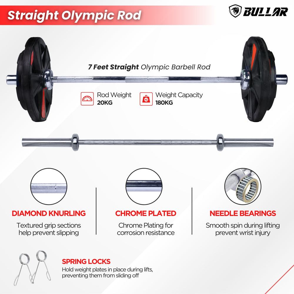 X-Cut Rubber Integrated Home Gym Set with 7ft Olympic Barbell