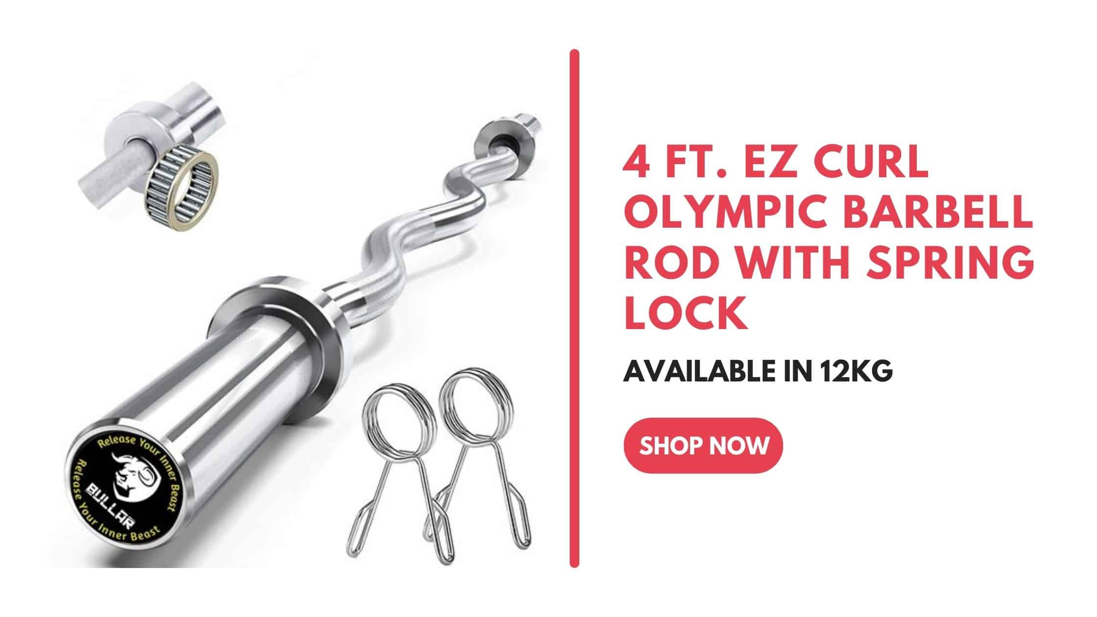 4 Ft Curl Olympic Barbell Rod With Spring Lock For Weightlifting   4 Ft. EZ Curl Olympic Barbell Rod With Spring Lock 