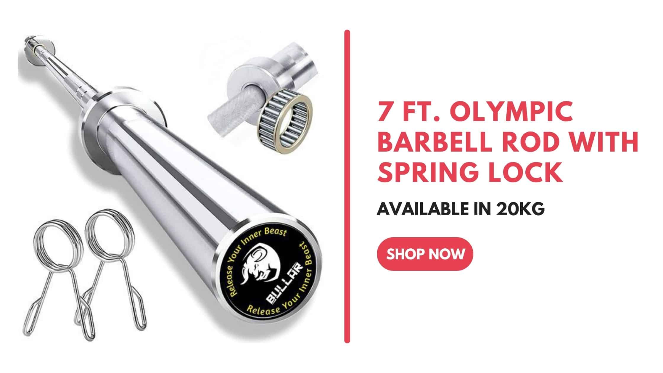 7 Ft Olympic Barbell Rod with Spring Lock for Weightlifting