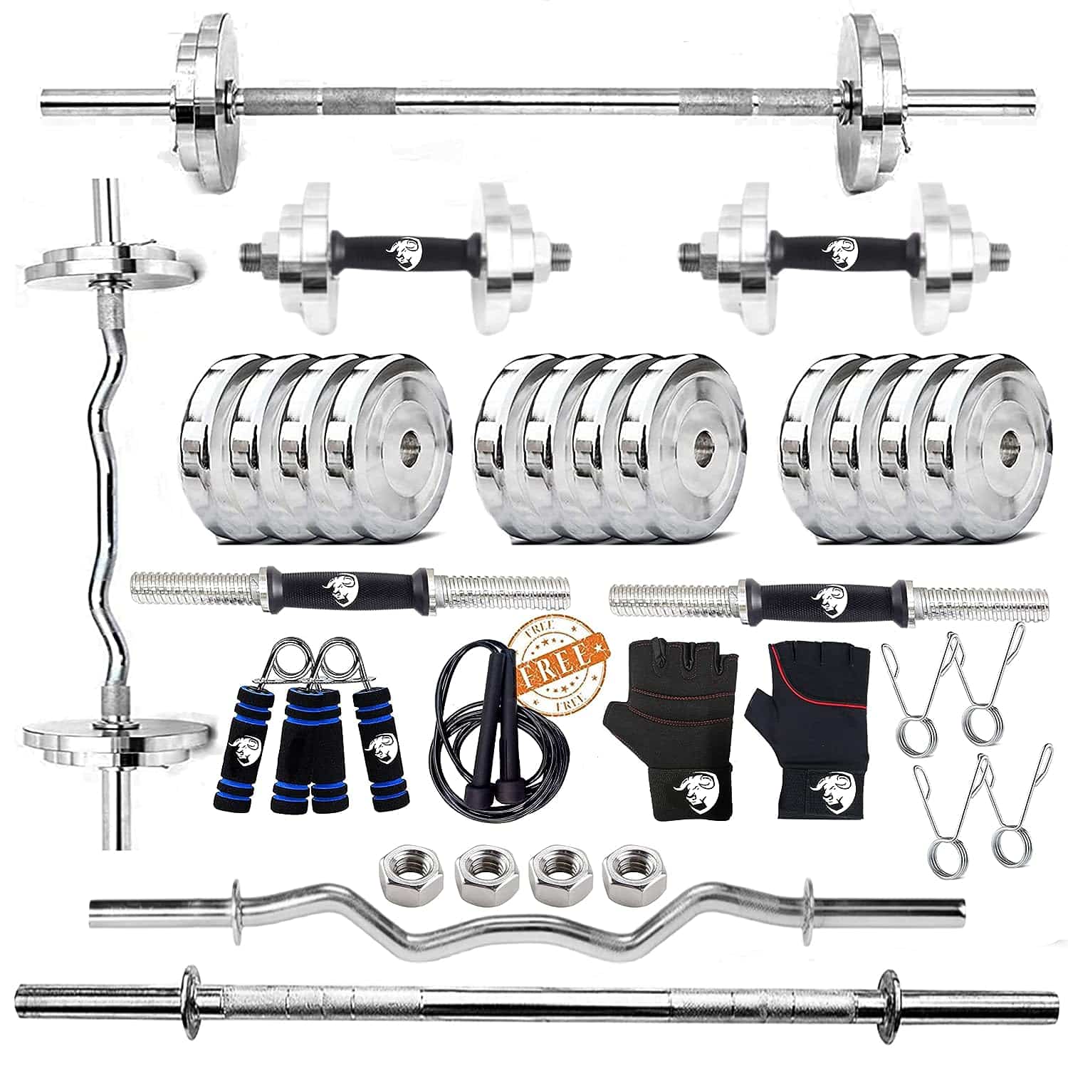 Cast Iron Home Gym Set Combo for Workout, Exercises