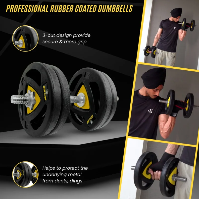 Professional Home Gym Set with 28mm 5Ft. Straight, 3Ft Curl Bar & 15" Star Nut Dumbbell Rod - Image 4